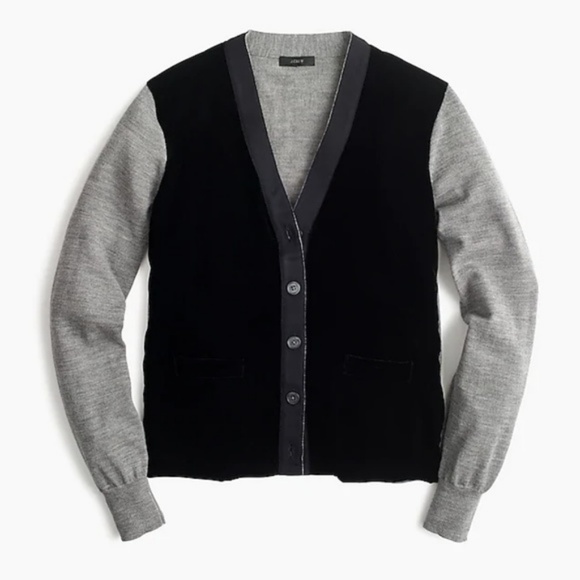 J Crew Harlow Cardigan Sweater Velvet Front - Picture 2 of 8